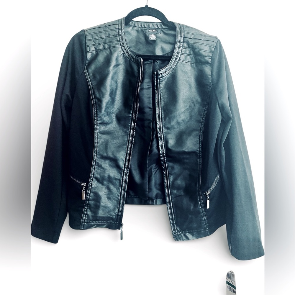 ALFANI, Black Leather Women's Jacket (Never Worn, with Tags)